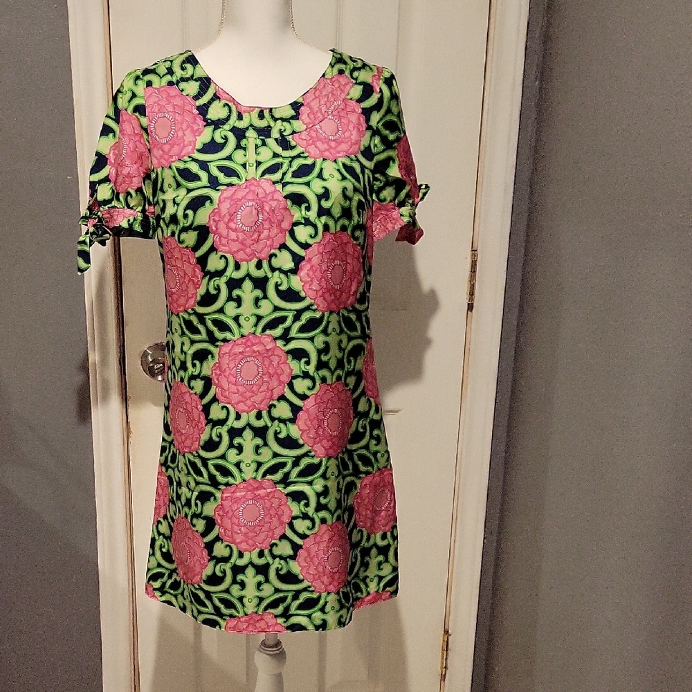 Lilly Pulitzer Women's 4 Pink Blue Green 100% Silk Dress